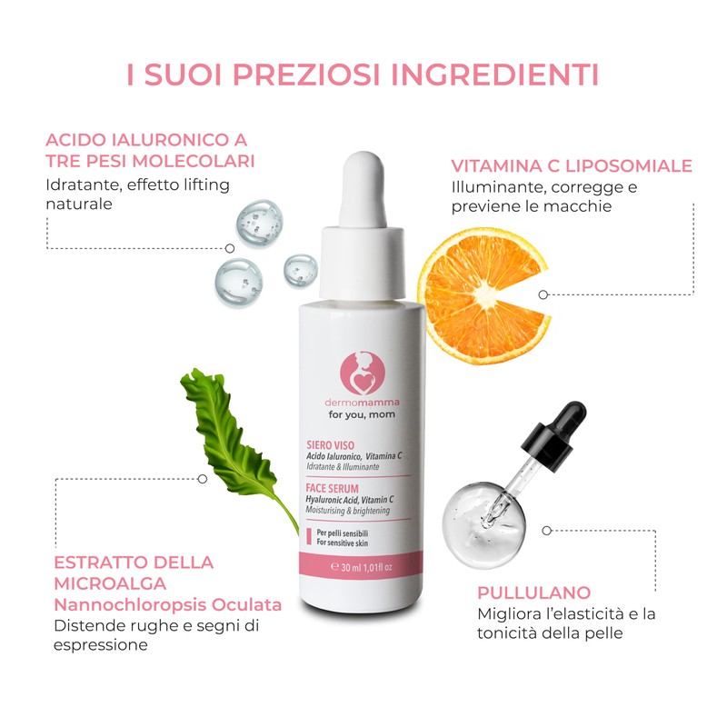 DERMOMAMMA Gesichtsserum - mit Hyaluronsäure - Vitamin C - Anti-Falten