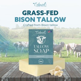 Beef Tallow Soap Bar – All Natural Grass Fed Tallow Soap Unscented – Moisturizing Face & Body Wash Great for Eczema, Dry, Itchy, Sensitive Skin – Handcrafted Bath Soap for Adults, Kids, Made in USA