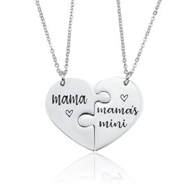 Matching Mom Daughter Necklace Gifts for Mother Moms Day Gift from Daughter Birthday Gifts from Mom Mother's Day Presents for Mama Mama's Mini Puzzle Necklaces for Mom and Daughter