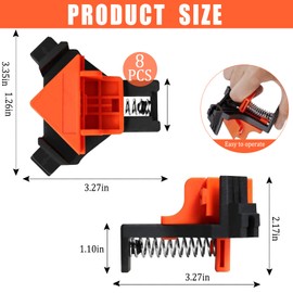 Nalcant 90 Degree Angle Clamps - 8pcs ABS Adjustable Swing Corner Clips for Woodworking, Drilling, Cabinets & Framing