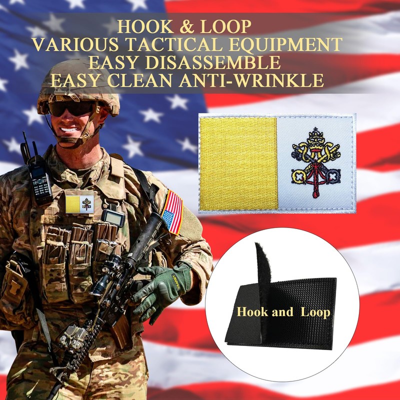 EmWoot 2PCS Vatican Flag Patch Embroidered Morale Patch Military Tactical