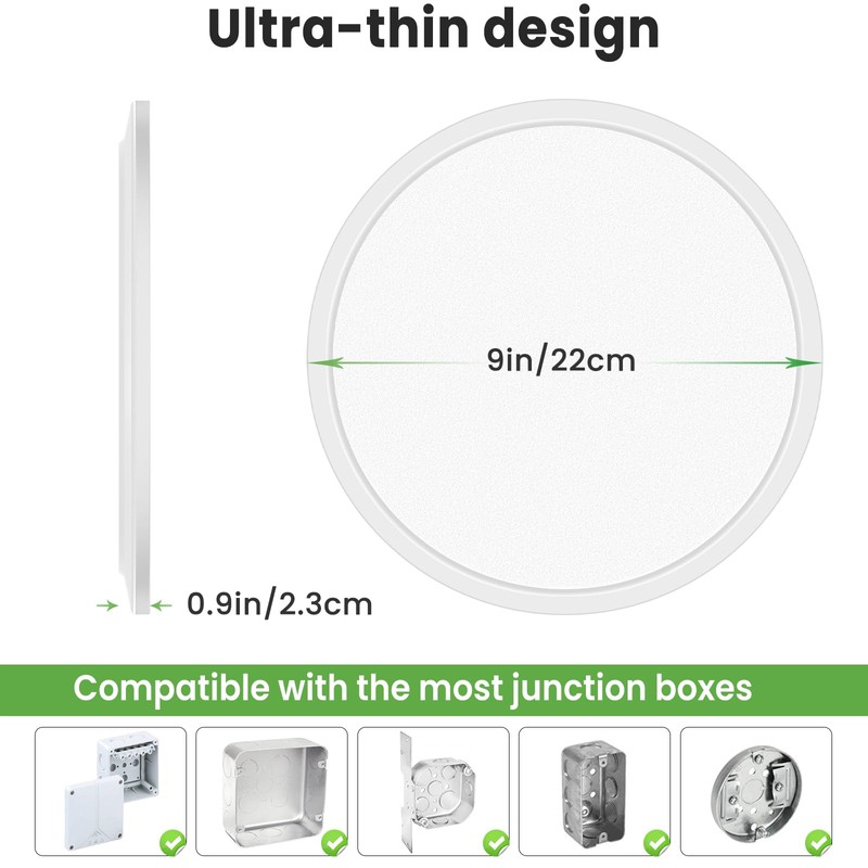 zemty LED Ceiling Light Flush Mount Super Slim 9 Inch