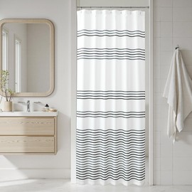 jinchan Small Stall Shower Curtain 36x72 inches Black and White Modern Farmhouse Striped Waterproof Fabric Shower Curtains for Bathroom with 7 Hooks Machine Washable