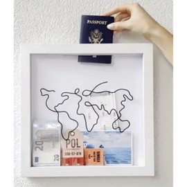 Priaora Journey Keepsake Box, Shadow Box Frame, Travel Memories Keeper, Expedition Collector Box, Ticket Stub Holder, Top Loading Display Casefor Movie Theater Travel Tickets (8in )(K138-1)