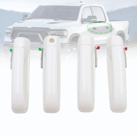 Priprilod Exterior Door Handles Front & Rear LH & RH Bright White (PW7) Compatible with Dodge Ram 1500/2500/3500 2012-2018# 1GH21GW7AF 1GH18GW7AD 1GH19GW7AB 1GH19GW7AD 1GH21GW7AB 1GH21GW