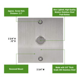 Waterwood Square Stainless Steel Doorbell - Wired High Quality Modern Push Button