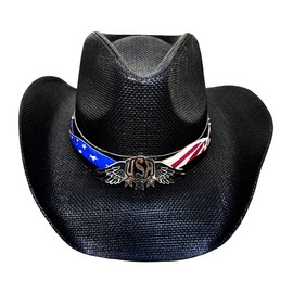 Western Cowboy Hat Features Wide Brim for Sun Protection Belt Buckle, Stylish Perfect for Outdoor Adventures & Casual Wear (US, Alpha, One Size, STE-003 Black)