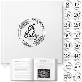 LUMOSX Pregnancy Journal Memory Book - w/Baby Bump Stickers in the Gender Neutral Baby Book Memory - Baby Journal Is A Pregnancy Must Haves, Best Gifts For Expecting Moms, Baby Shower Gifts, A First Time Mom Essentials and Experienced Moms