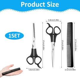 tiyiyok Friseurschere, Haarschneideschere,3 Er Set für Einen Bequemen Griff für Schöne Frisuren, Barbershop, Barber, für Männer, Frauen und Kinder, für Den Familiengebrauch (17 cm)