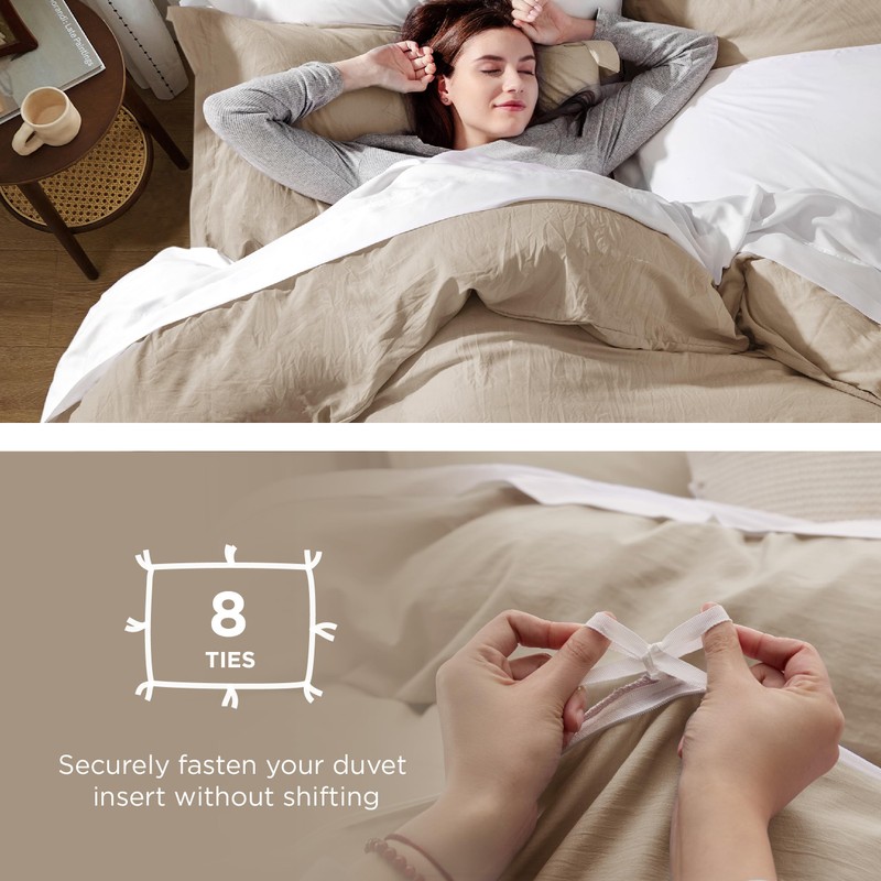Bedsure Bedsure Deep Beige Duvet Cover Full Size - 3