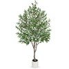 Hollyone Faux Olive Tree 6.7FT Tall Artificial Tree in Pot
