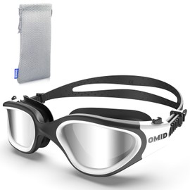 OMID Swim Goggles, P2 Polarized 【Patent & Upgrade】 Anti-Fog Anti-UV No Leakage Swimming Goggles for Adult Men Women Youth (BlackWhite-Bright)