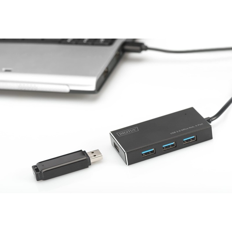 Ansmann DIGITUS USB Hub, USB 3.0 backwards compatible black Black