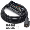 MICTUNING 8ft Trailer Cord - 7-Way Plug Inline Junction Box