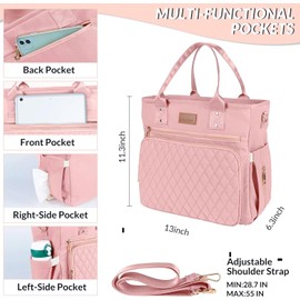 EASYA Large Women Lunch Bags for Work Insulated/Insulated Adult Lunch Box for Womens/Nylon Thermal Lunch Bag for Women/Cooler Lunch Tote Bag (Newly upgraded shimmering blush pink)