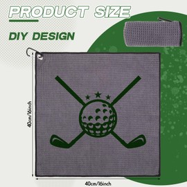 Batiyeer 12 Pcs Golf Towel Bulk for Golf Bags 16'' x 16'' Microfiber Fabric Golf Towel with Clip Waffle Pattern Golf Towel for Golf Bags, Fitness, Camping, Hiking, Yoga (Black)