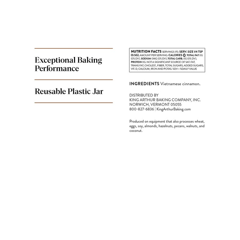 King Arthur Flour, Vietnamese Cinnamon, Certified Kosher, Nut-Free, 3 Ounces