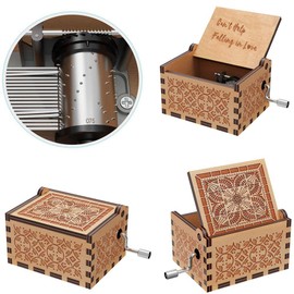 CAMKONG Laser Engraved Vintage Wooden Hand Crank Music Box You are my Sunshine Birthday Christmas Valentine's Day Gift and also the best gift for Friends and Family (Black)