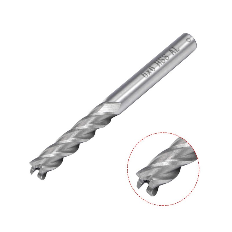 Sourcingmap 6mm Shank 6mm x 24mm Straight Flat Nose End