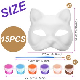 DERJDISF DIY Cat Masks for Colouring, Pack of 5, Therian Mask, Quality Cat Mask, Ideal Therian Stuff, Perfect for Events and Lessons