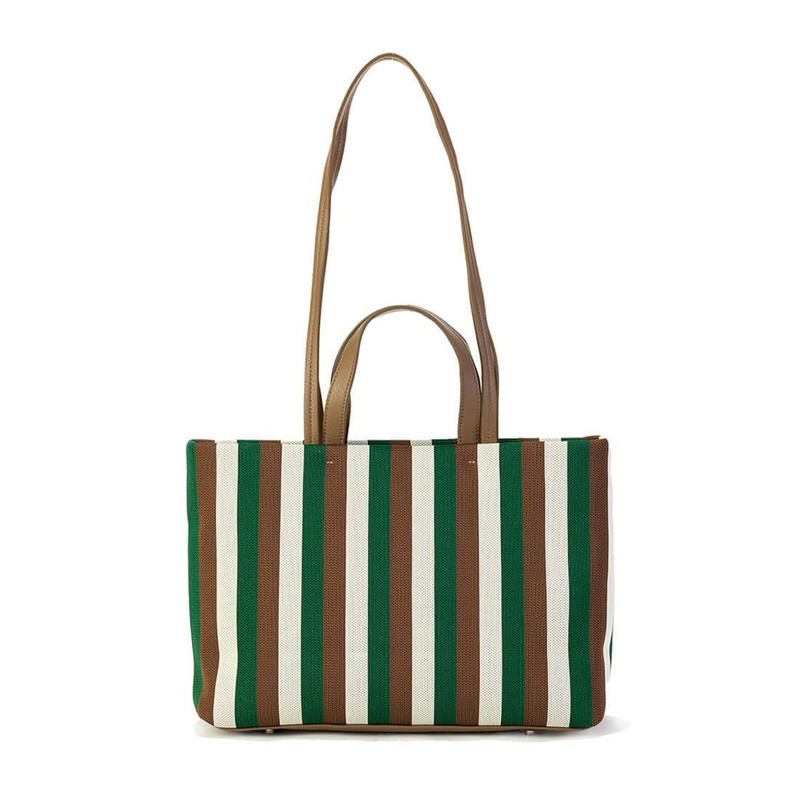 [バルコス] ストライプ柄 ニット風 2wayバッグ レディース トートバッグ 肩掛けバッグ ハンドバッグ 軽くて丈夫 ポリエステル素材