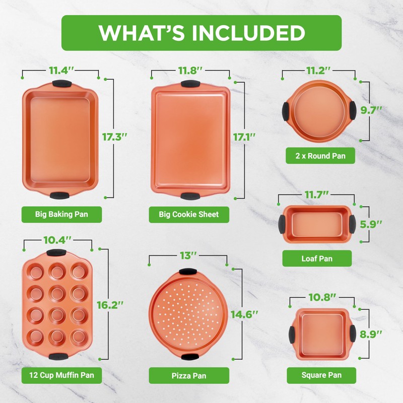 NutriChef 8 Piece Baking Pans Set - Nonstick Carbon Steel