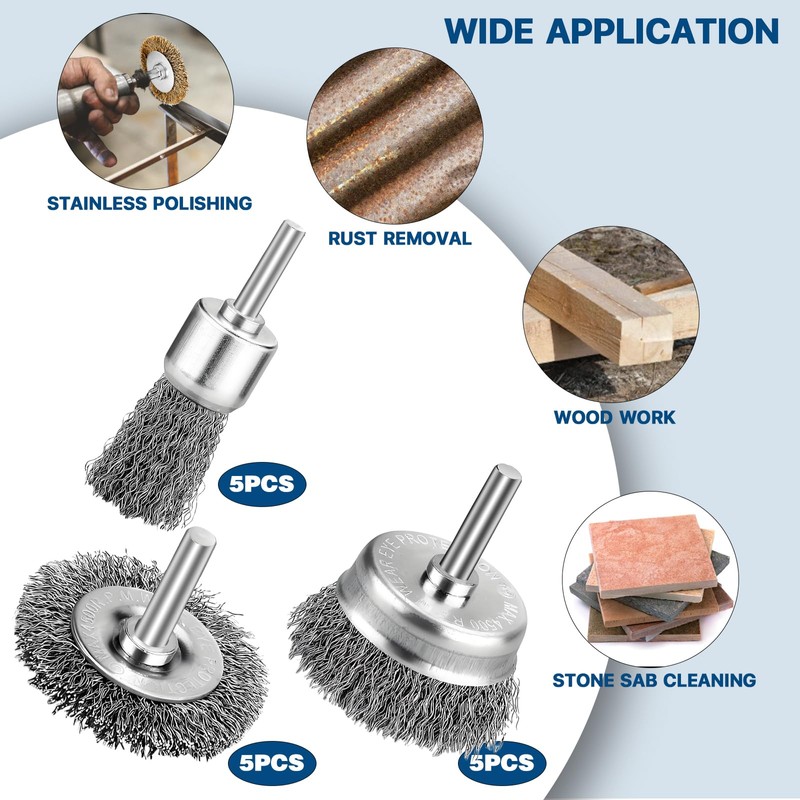 15PCS Wire Brushes Kit for Drill, Stainless Steel Wire Wheel