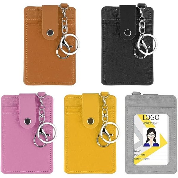 ID Card Holder Pack of 5 PU Leather Card Cases