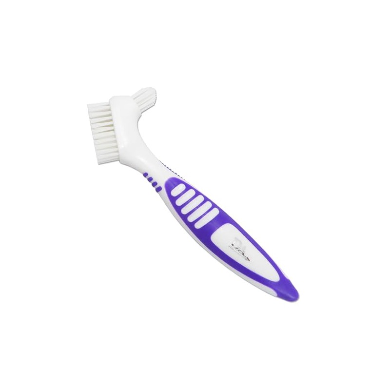 Denture Brush ~ Rubber Grips, Easy Hold Handle, Double Bristle