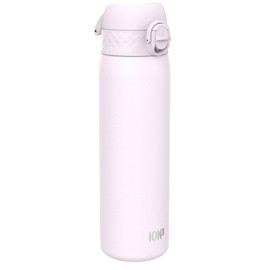 ION8 Steel Water Bottle, 600 ml/20 oz, Leak Proof, Easy to Open, Secure Lock, Dishwasher Safe, Hygienic Flip Cover, Fits Cup Holders, Carry Handle, Durable, Metal Water Bottle, Lilac Dusk