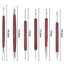 Pottery Tools and Supplies for Polymer, Yagugu 6Pcs Basic Wood Ceramics Carving Tool Supplies kit Accessories for Kids, Adults and Artists Modeling Shaping Building for Art&Craft