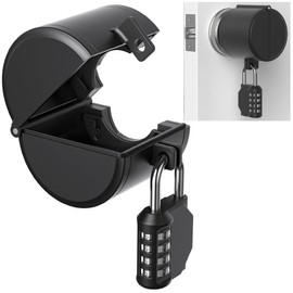AST Door Knob Lockout Device with Passcode Padlock, Childproof Door Knob Cover, Lock Out to Smart Doorknob. Safety Cover for Faucet, Valve, Spigot. Prevent Access to Keyhole, Matte Black