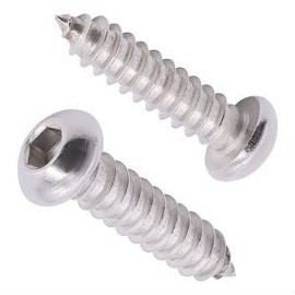 M5 x 45mm (40 pcs) Button Head Socket Cap Sheet Metal Screws, 304 Stainless Steel 18/8, Allen Hex Drive 3mm, Wood Screws with Self Tapping Point