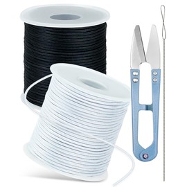 FIVEIZERO 2 Rolls Elastic Bracelet String Total 330 Feet,1.0mm,1.2mm,1.5mm Elastic Cord for Beading Stretchy String with Beading Needle for Bracelets, Sewing, Necklace, Jewelry Making and Crafts