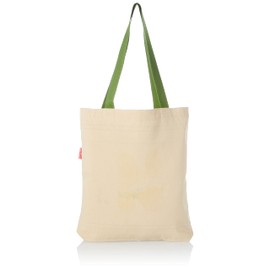 Le Jardin du Lin Printed Shopping Bag with Green Long Handles, Reusable Bag, Foldable, Fabric Bag, Size: 34 x 40 cm
