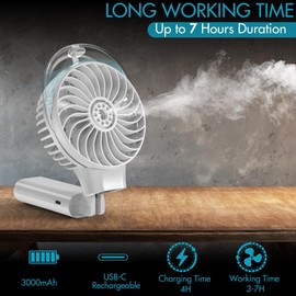 PANERGY Handheld Misting Fan, Rechargeable Portable Fan with Mist, Foldable Mini Fan for Women Girl Travel Makeup Outdoor Office