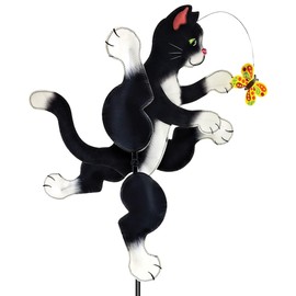 Whirligig Spinner Running Cat 22" – Playful Feline-Themed Design, Weather-Resistant Outdoor Decor, Durable & Lightweight for Patios, Yards, and Gardens - Eye-Catching Wind Spinner