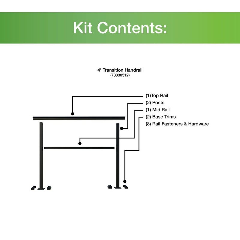 4' Aluminum Handrail, Matte Black