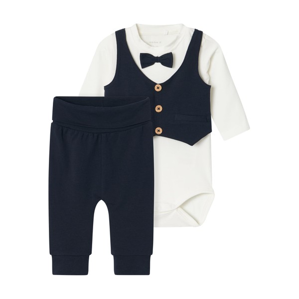 NAME IT Boy Romper Set, Dark Sapphire, 74