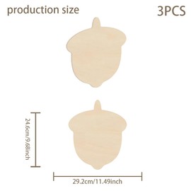 BENECREAT 3Pcs 11.5x9.7Inch Wood Acorn Cutouts, Unfinished Wooden Acorn Shape Cutout Blank Fall Acorn Wood Slices for Fall Harvest Party DIY Thanksgiving Christmas Decor Supplies
