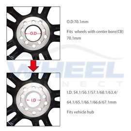 WHEEL CONNECT Hub Centric Rings,70.1 to 66.1, Set of 4, Aluminium Alloy Hubrings, O.D:70.1-I.D:66.1mm. A