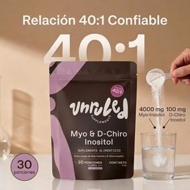 Unruled - Myo Inositol y D-Chiro Inositol | Mezcla Óptima 40:1 de Myo Inositol y D-Chiro Inositol | Suplemento en Polvo para Mujer | 30 Porciones | 12