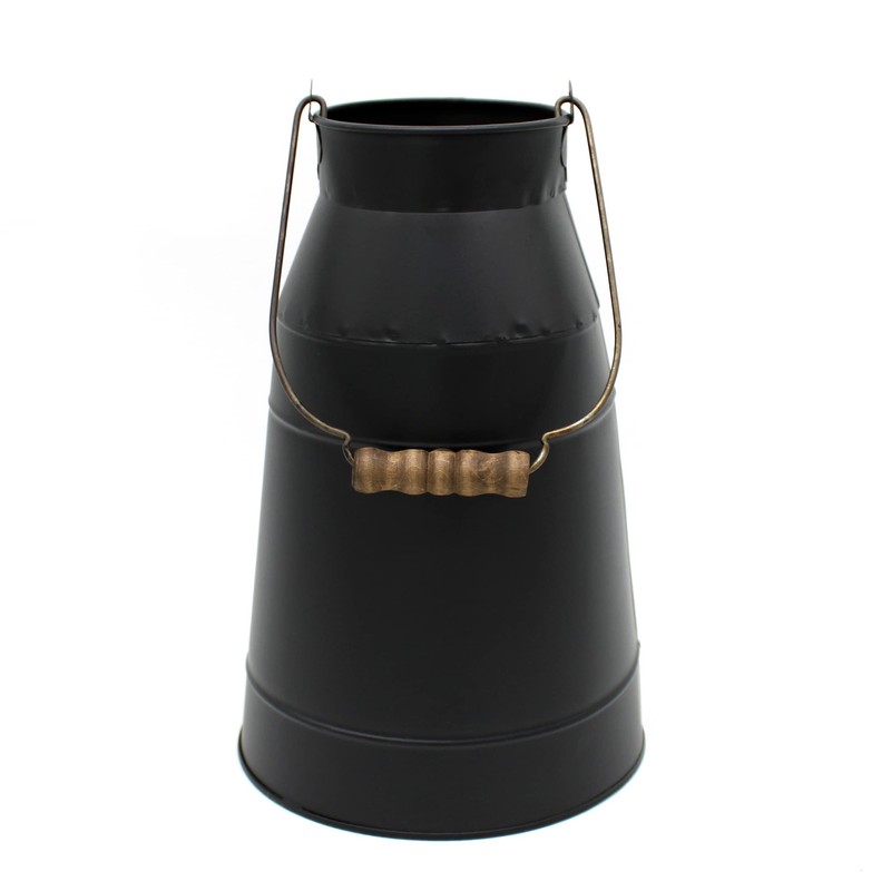 CVHOMEDECO. 10 Inch Galvanized Metal Milk Can with Wooden Handle,