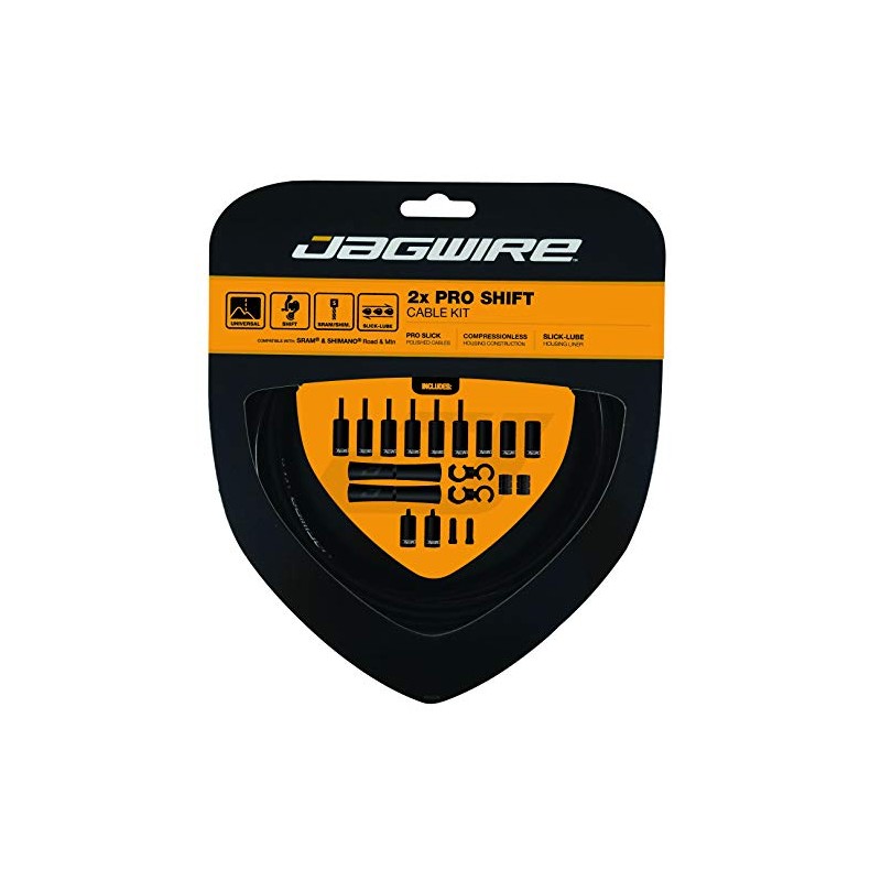 Jagwire PCK500 2X Pro Shift Gear Cable Set, Black, One