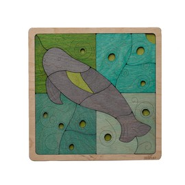 Yangtze Finless Porpoise Wooden Puzzle | 16 Pieces Jigsaw Puzzle | Endangered Animals for Kids 3 Years and Above