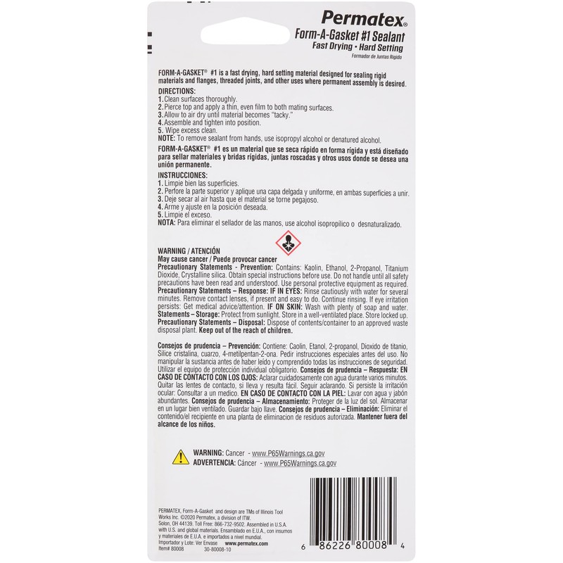 Permatex 80008 Form-A-Gasket #1 Sealant, 3 oz.