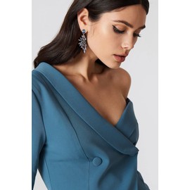 FENBORY Navy Blue Rhinestone Statement Earrings Cluster Crystal Drop Dangle Earrings Teardrop Chandelier Earring Dangling Prom Wedding Bridal Earrings for Women