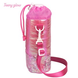 PK Water Bottle Cover, Plastic Bottle Holder, Girls, Children, Shoulder Hanging, Excursions, Going Out, Girls, Elementary School, Kindergarten, Cute (Pink)