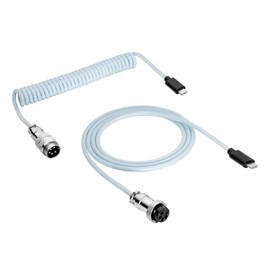 Akyga AK-USB-49 Geflochtenes USB Kabel Typ-C auf Typ-C 3.0 m himmelblau, Mechanisches Tastatur-Spiralkabel mit Abnehmbarem Aviator-Anschluss für Gaming-Tastatur