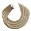Moresoo Balayage Tape in Hair Extensions Light Brown Mixed with